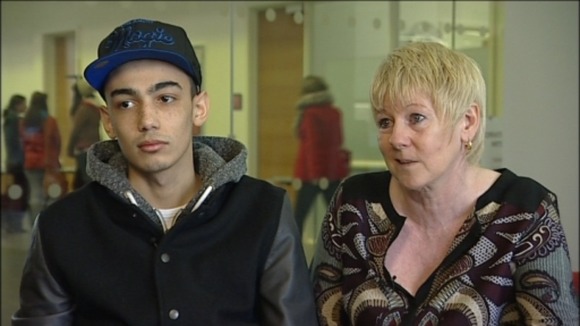 Martin Solomon, 20, with his mum Paula