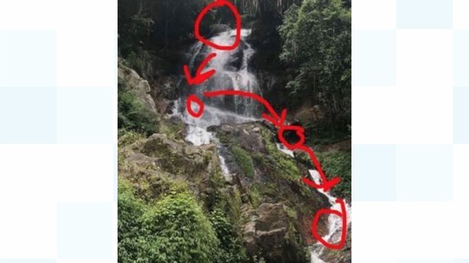 The Na Muang waterfall showing where Luke fell
