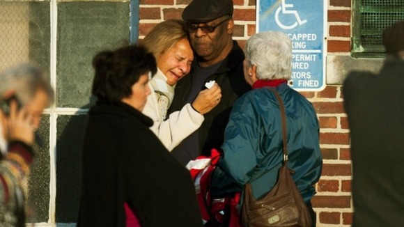 Families comfort each other in Connecticut