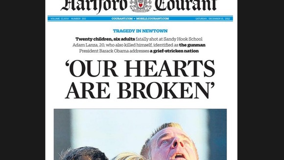 The front page of the Hartford Courant
