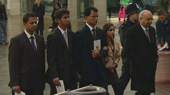 The family of royal nurse Jacintha Saldanha arrive at Westminster Cathedral with Keith Vaz MP