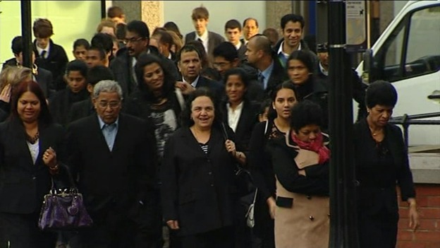 Family and friends arriving for the service