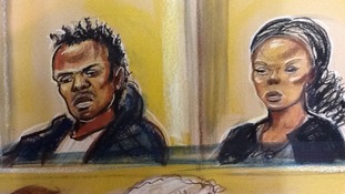 The pair charged with the murder of Kristy Bamu in a court sketch