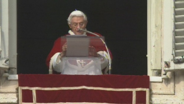 Pope Benedict XVI addressing the pilgrims in St Peter's Square, Vatican City