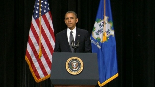 President Obama speaking at the vigil in Newtown