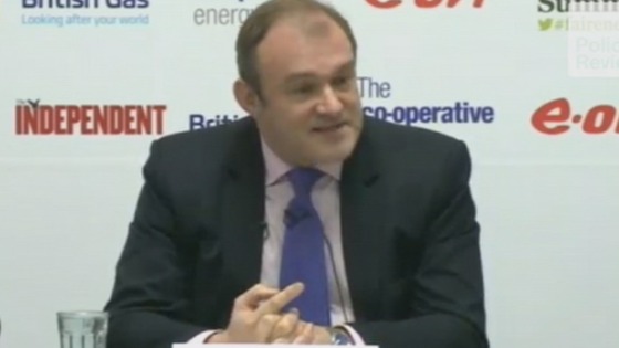 Energy Secretary Ed Davey pictured speaking today