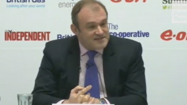 Energy Secretary Ed Davey pictured speaking today