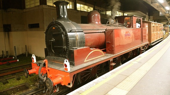 First steam train to carry Tube passengers.