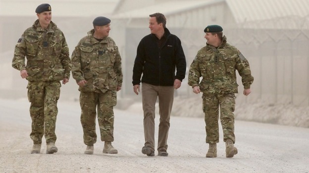 David Cameron seen walking through Kandahar Airfield in 2011