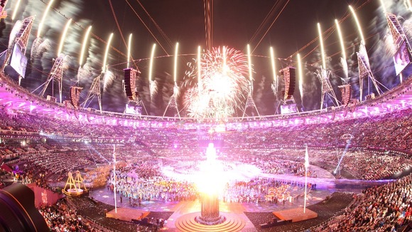Fireworks during the opening ceremony of the Paralympics