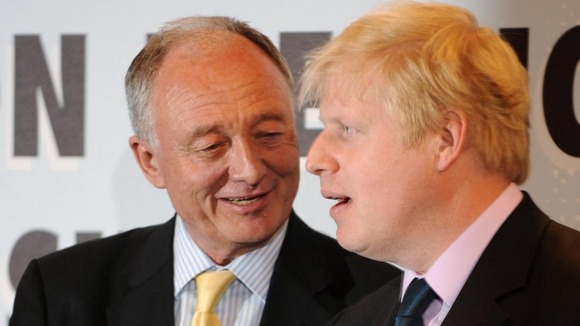 London Mayor Boris Johnson with rival Ken Livingstone
