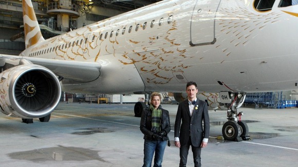 Tracey Emin and Pascal Anson with his design.