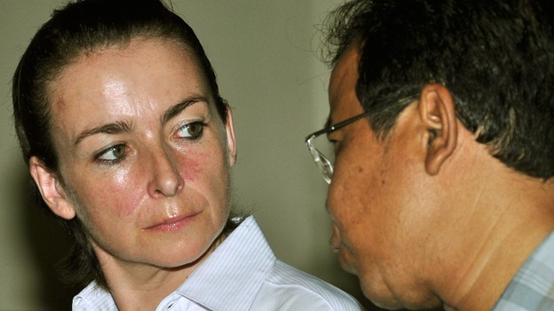 Rachel Dougall with her translator in court in Denpasar, Bali, on December 11.