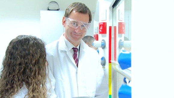Health Secretary, Jeremy Hunt at a research lab in Surrey