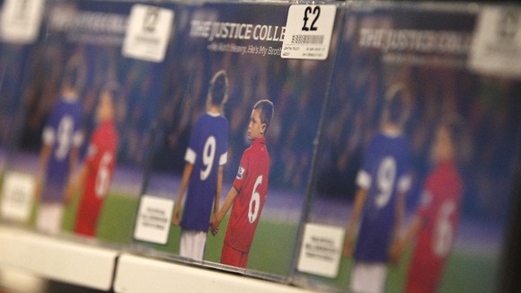 Copies of 'The Justice Collective: He Ain't Heavy...' single at HMV in Liverpool