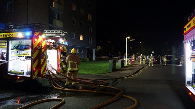 Four fire engines and an aerial platform were called to the scene in Beckett Court.