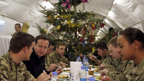 The Prime Minister enjoys an early Christmas dinner