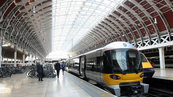The newly modernised Heathrow Express train waits at Paddington Station before its journey to Heathrow Terminal 5.