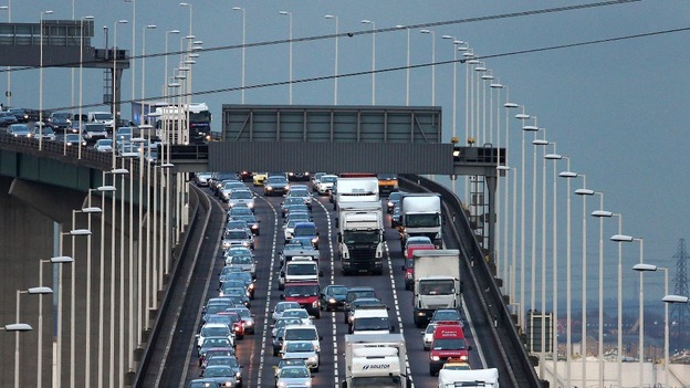 Traffic crossing the Queen Elizabeth II Bridge at Dartford as the Christmas get away gets going