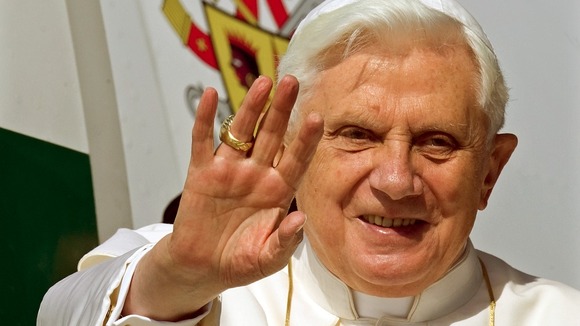 Pope Benedict XVI pictured waving