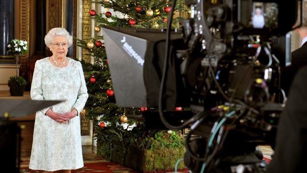 The Queen recording her Christmas message