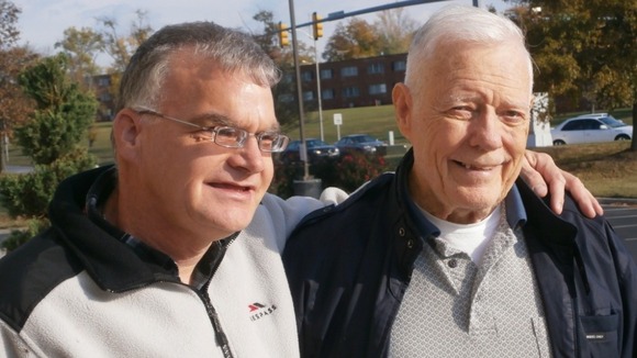 Westley Grey who lives in Scotland meeting his father in the US, Westley Snr Moorehead for the first time