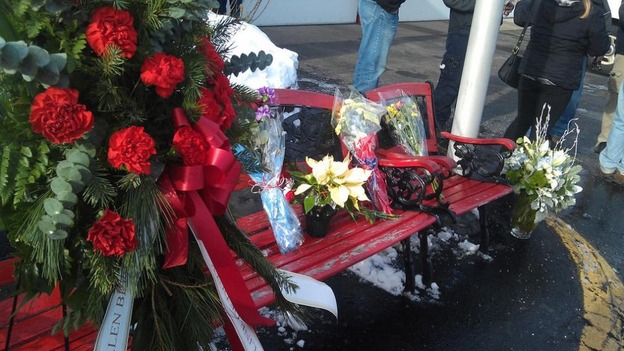 Flowers laid outside West Webster Fire Station