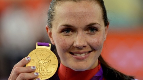 Pendleton dons the Great Britain flag after winning gold