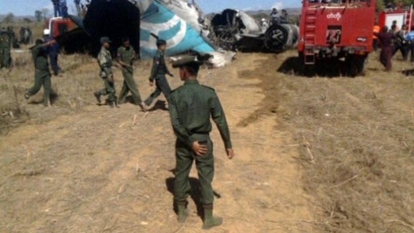 Burma plane crash scene