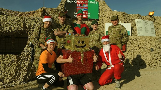 Troops celebrate Christmas at the main operating base in Helmand Province, Afghanistan