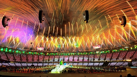 Fireworks during the closing ceremony of London 2012