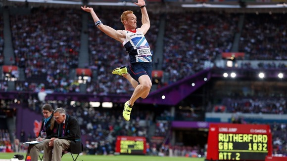 Greg Rutherford on in action during the Men's Long Jump