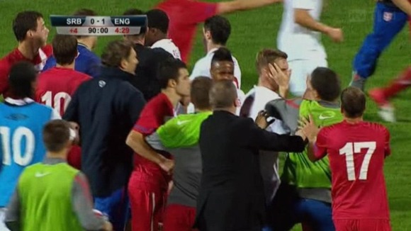 Serbia and England faced sanctions over a brawl in an U-21 match