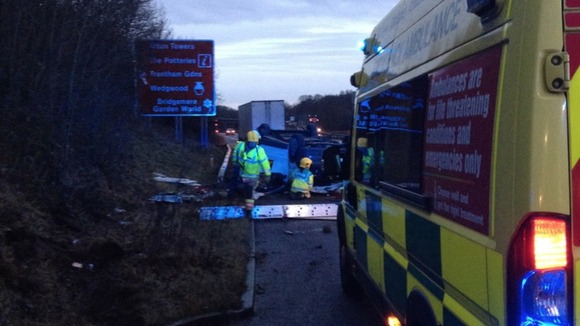 A man was taken to hospital after his van overturned