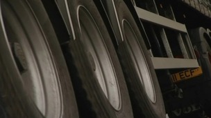 A lorry's wheels
