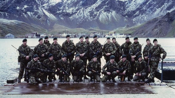 Royal Marine detachment at Grytviken, South Georgia in April 1982.