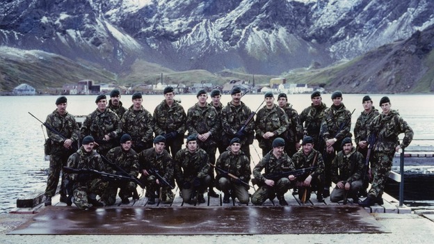 Royal Marine detachment at Grytviken, South Georgia in April 1982.