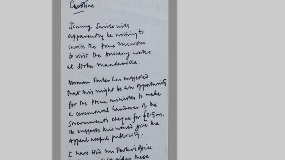 Savile asks if the then Prime Minister would like to take part in a ceremonial handover.