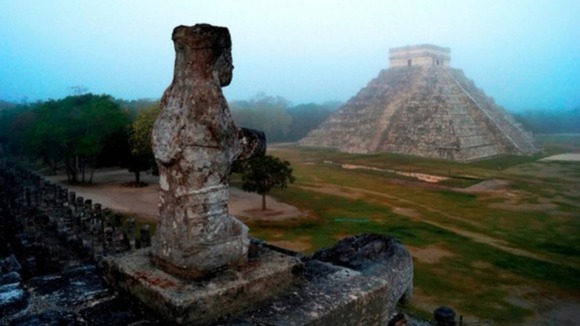The Mayan temple of Kukulkan in Chichen Itza, Mexico 