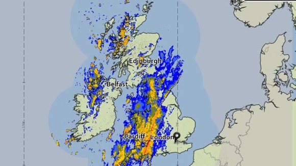 The Met Office rainfall radar image taken at 9am this morning