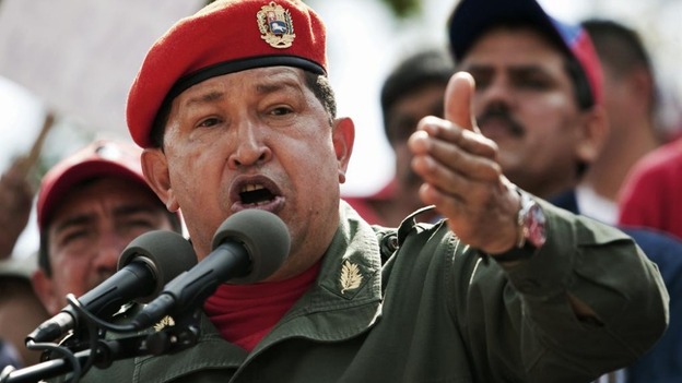 Hugo Chavez talks to supporters during a ceremony in 2010.