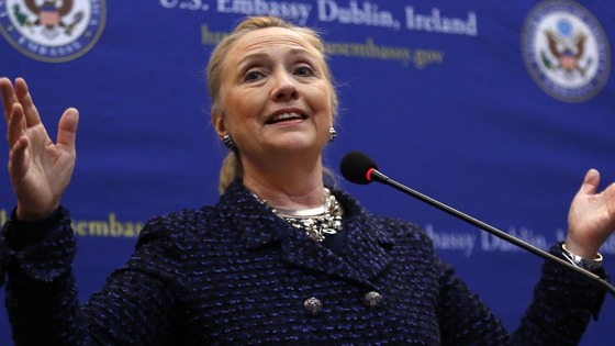 US Secretary of State Hillary Clinton in Dublin on December 6 this month. 