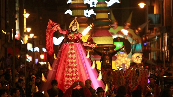 Performers dance through the streets of Dublin