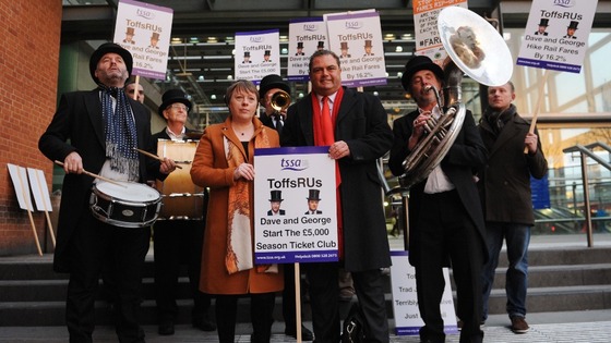 Maria Eagle joins TSSA General Secretary, Manuel Cortes and other rail campaigners from the transport union as they demonstrate
