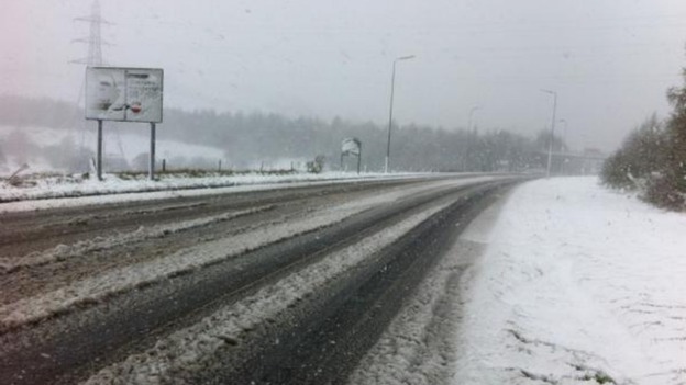 Snow-covered road