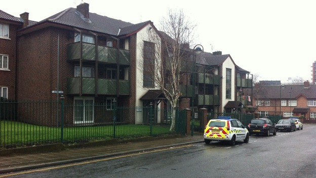 A block of flats on Rodney Street, Salford where a man has been stabbed to death.