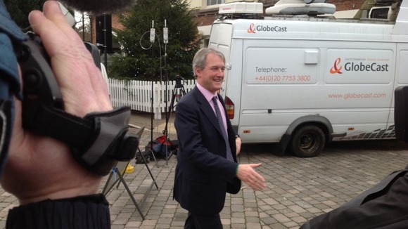 Owen Paterson arrives in Upton upon Severn