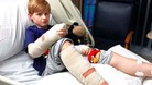 12 year old Louis was taken to hospital where he had treatment for serious bite wounds to his leg