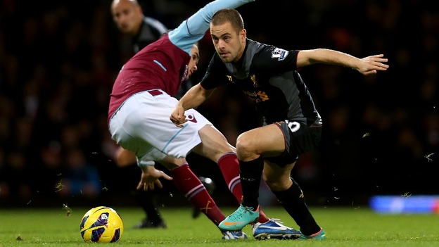 Joe Cole during his return to Upton Park with Liverpool