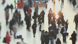 Crowd on a railway station concourse